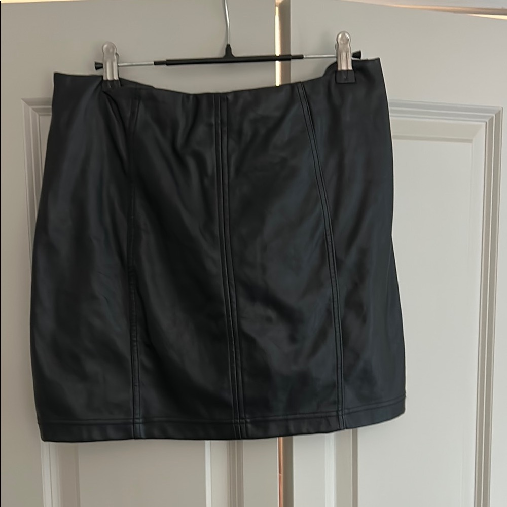 Classic Black Faux Leather Skirt- Worn Once!